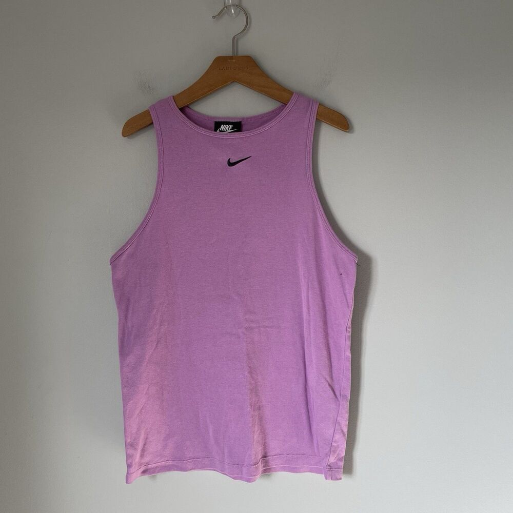 Nike Athletic Tank Top High Neck Pink Black Cotton Blend Women's Size Medium